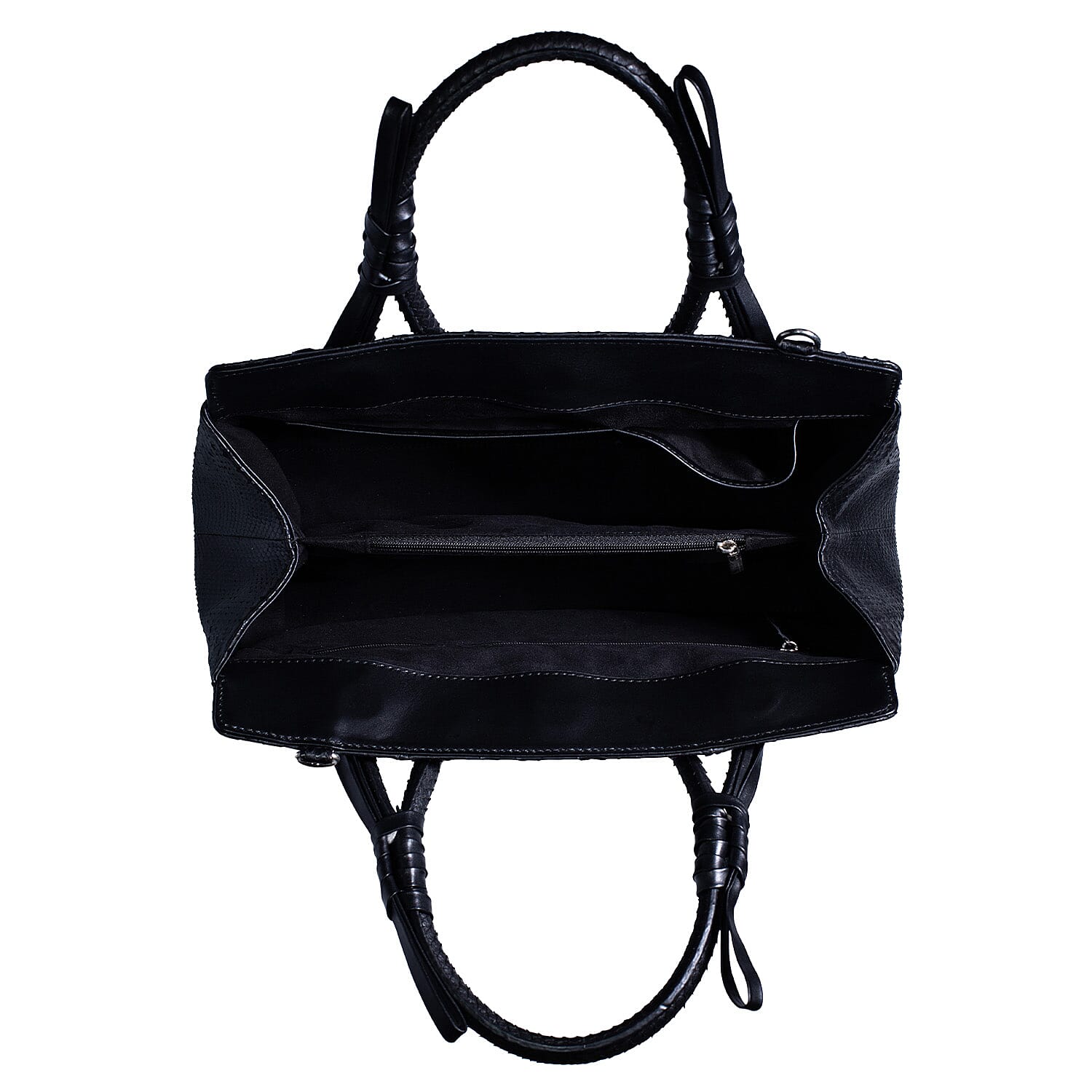 Grand Pelle Black Snakeskin Embossed Genuine Python Leather Tote Bag