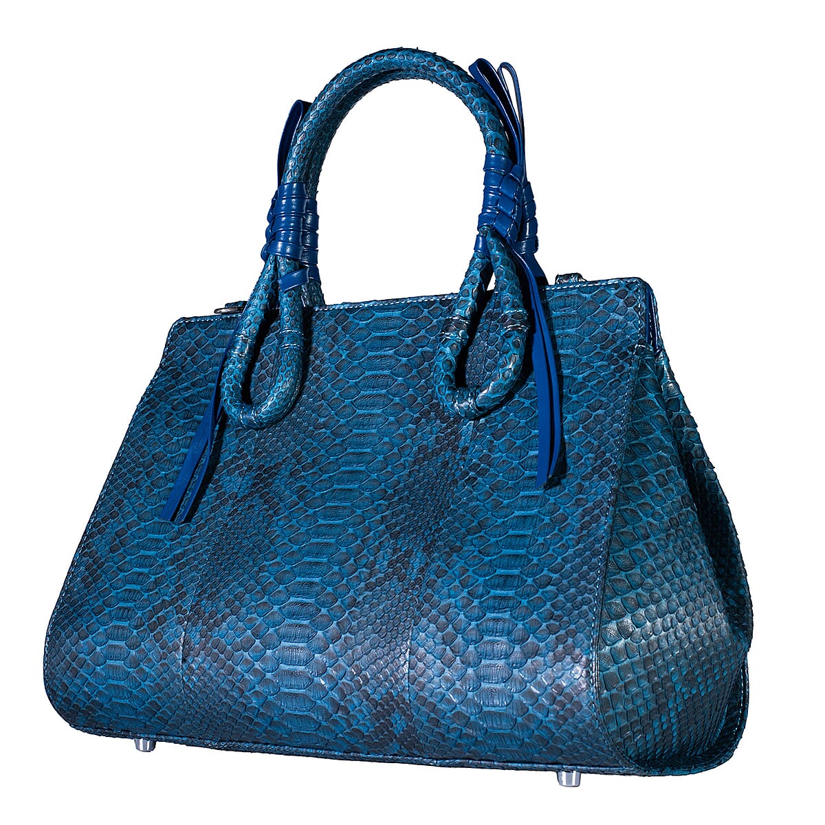 Grand Pelle Blue Genuine Python Leather Tote Bag image number 4