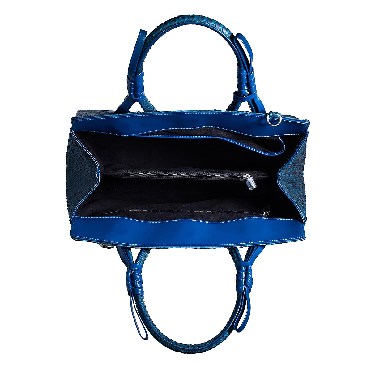 Grand Pelle Blue Genuine Python Leather Tote Bag image number 5