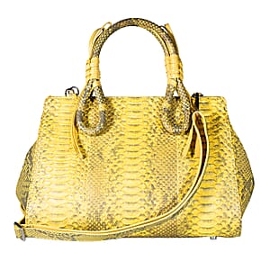 Grand Pelle Gold Genuine Python Leather Tote Bag