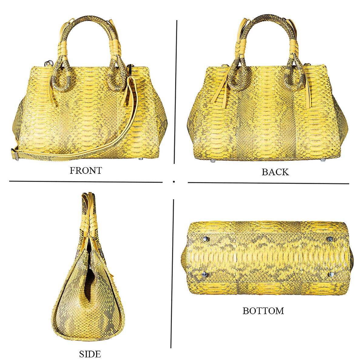 Grand Pelle Gold Genuine Python Leather Tote Bag image number 3
