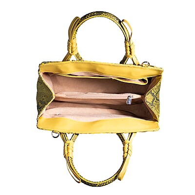 Grand Pelle Gold Snakeskin Embossed Genuine Python Leather Tote Bag