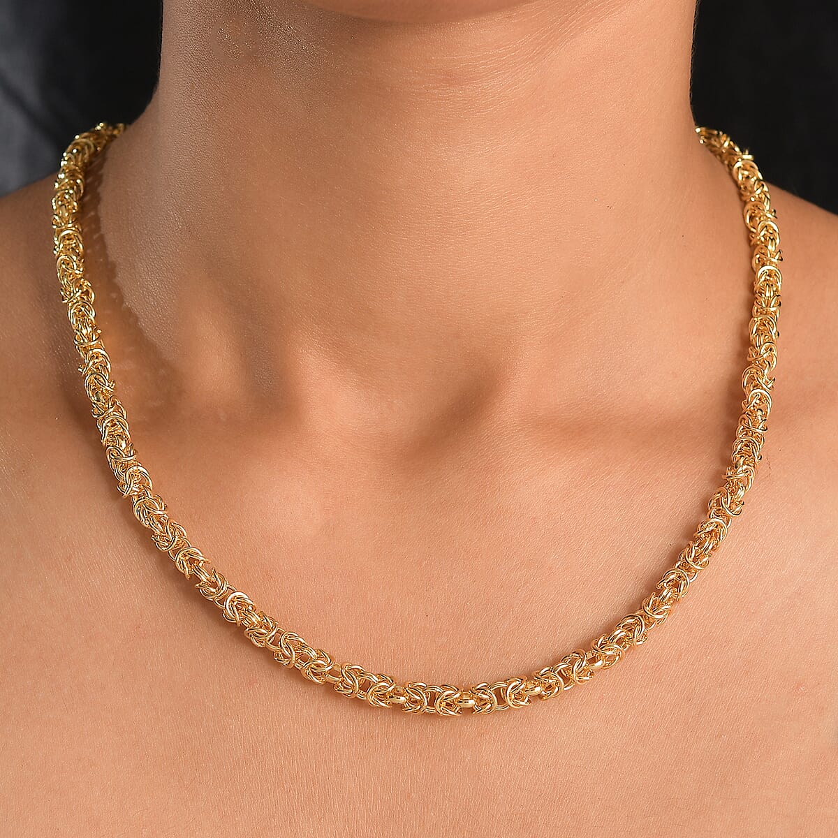 EverTrue Bronzella Collection Byzantine Chain Necklace in 18K YG Plated Bronze 20 Inches image number 2