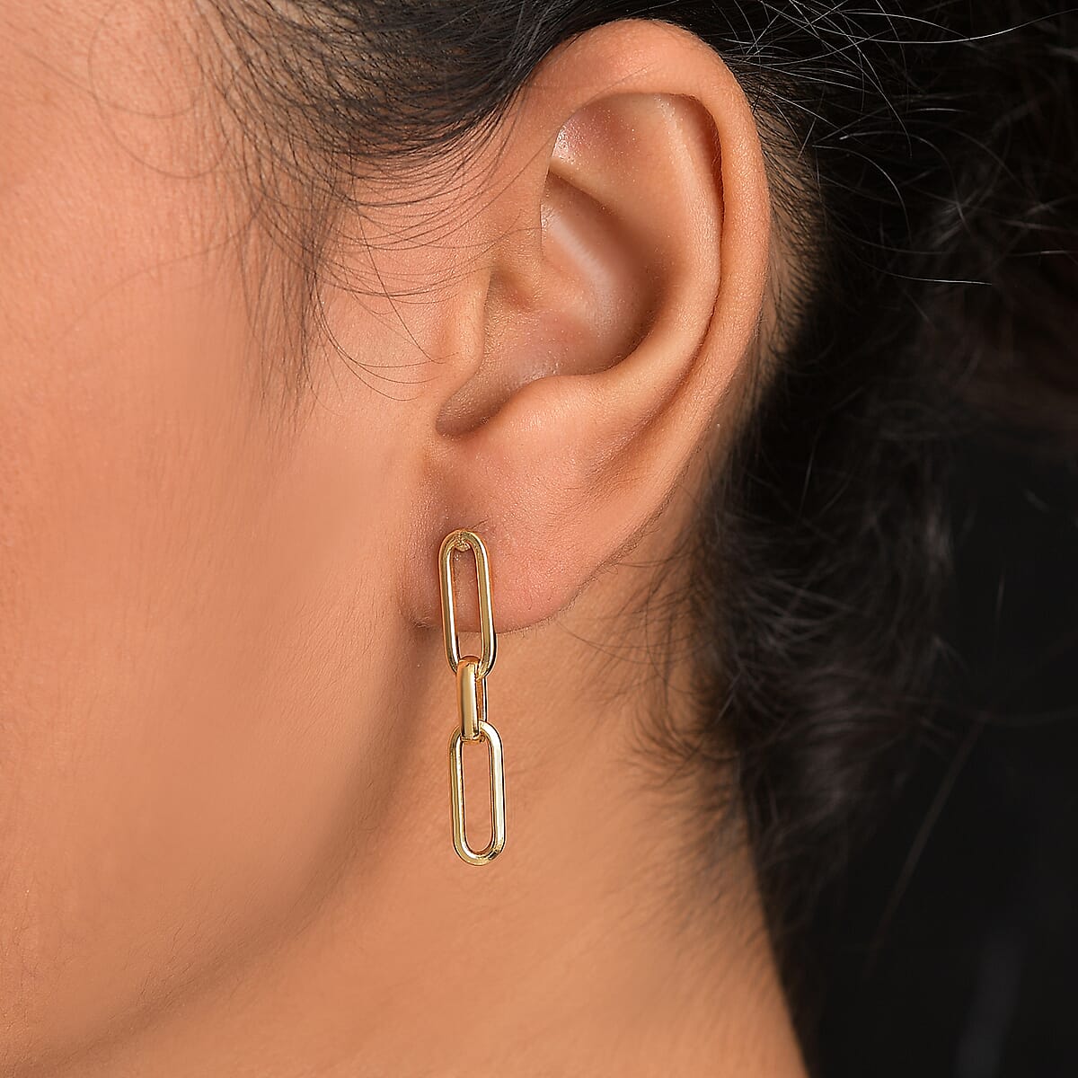 EverTrue Bronzella Collection Paper Clip Earrings in 18K YG Plated Bronze image number 2