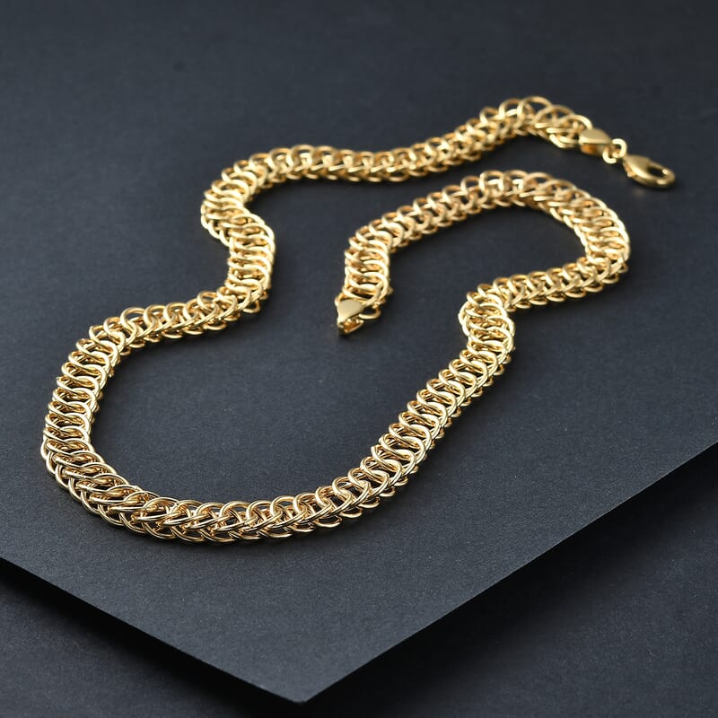EverTrue Bronzella Collection Miami Cuban Chain Necklace (20 Inches) in 18K YG Plated Bronze