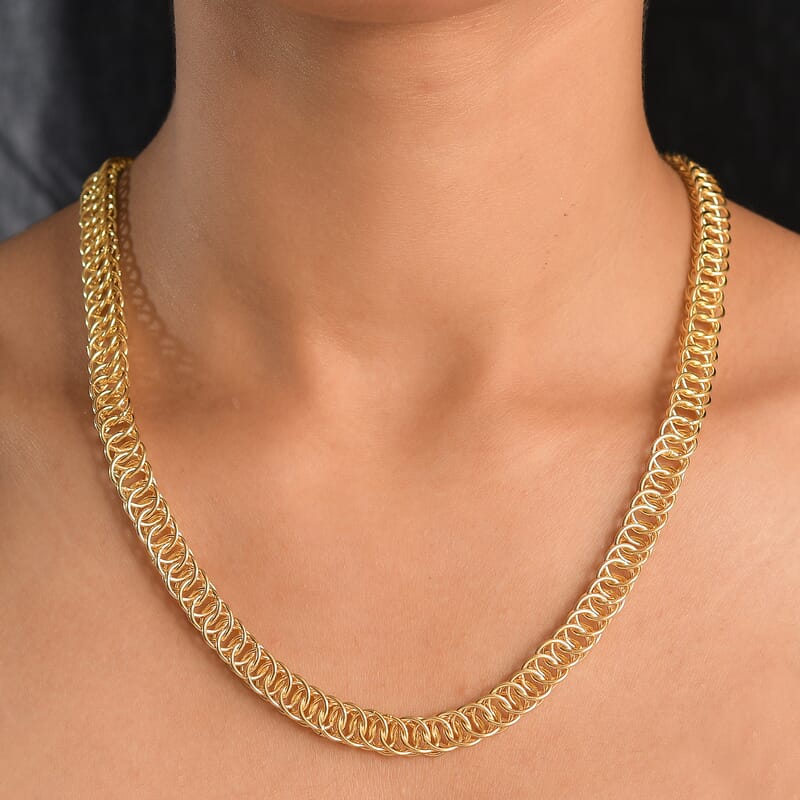 EverTrue Bronzella Collection Miami Cuban Chain Necklace (20 Inches) in 18K YG Plated Bronze