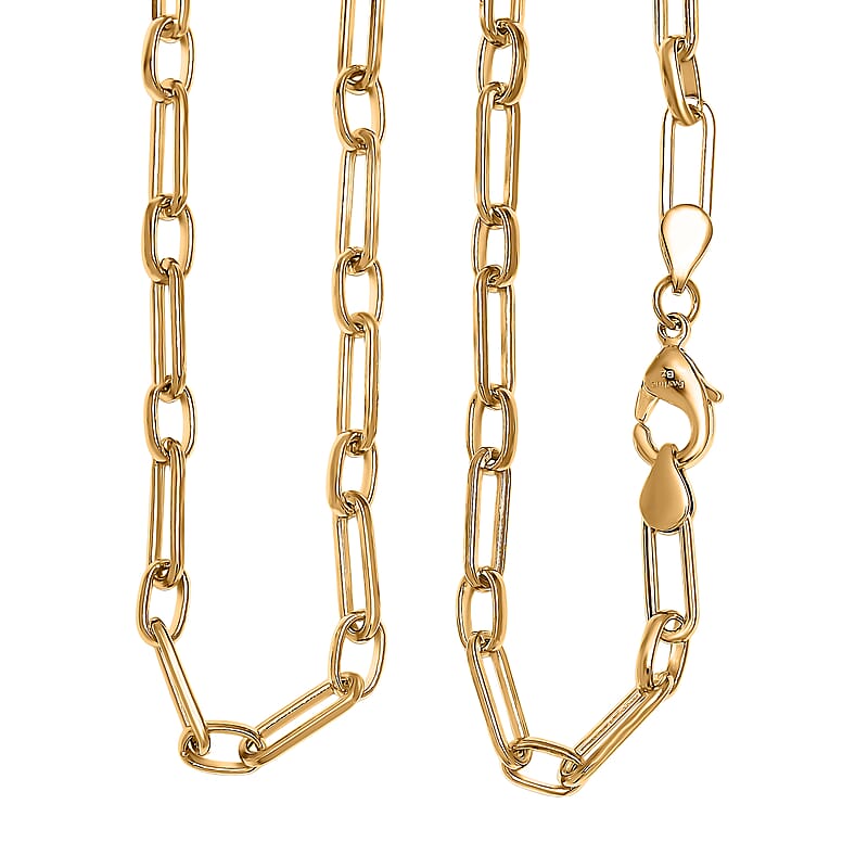 EverTrue Bronzella Collection Paper Clip Chain Necklace in 18K YG Plated Bronze 20 Inches
