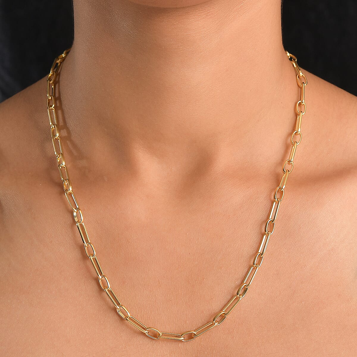 EverTrue Bronzella Collection Paper Clip Chain Necklace in 18K YG Plated Bronze 20 Inches image number 2