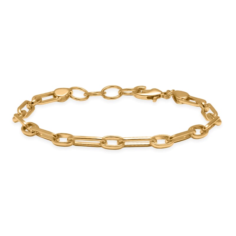 EverTrue Bronzella Collection Paper Clip Chain Bracelet in 18K YG Plated Bronze (7.50 In)