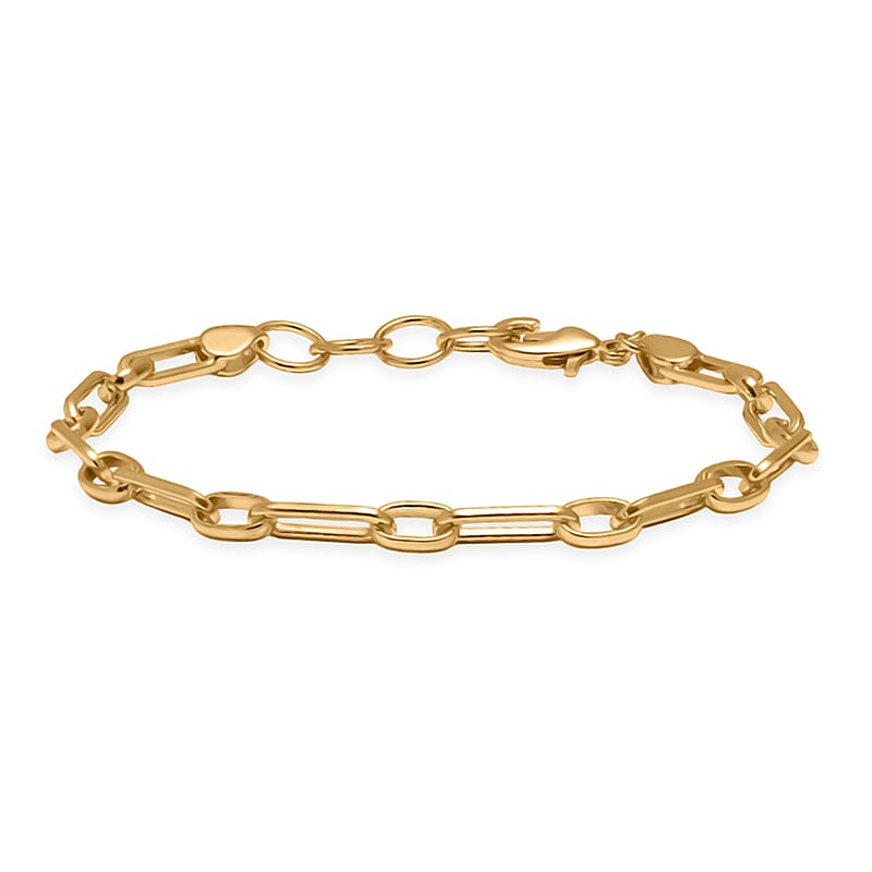 EverTrue Bronzella Collection Paper Clip Chain Bracelet in 18K YG Plated Bronze (7.50 In)