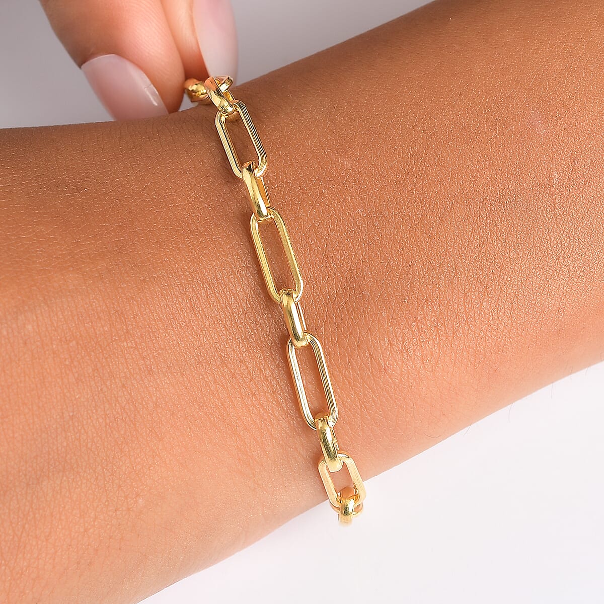 EverTrue Bronzella Collection Paper Clip Chain Bracelet in 18K YG Over Bronze (7.50 In) image number 2
