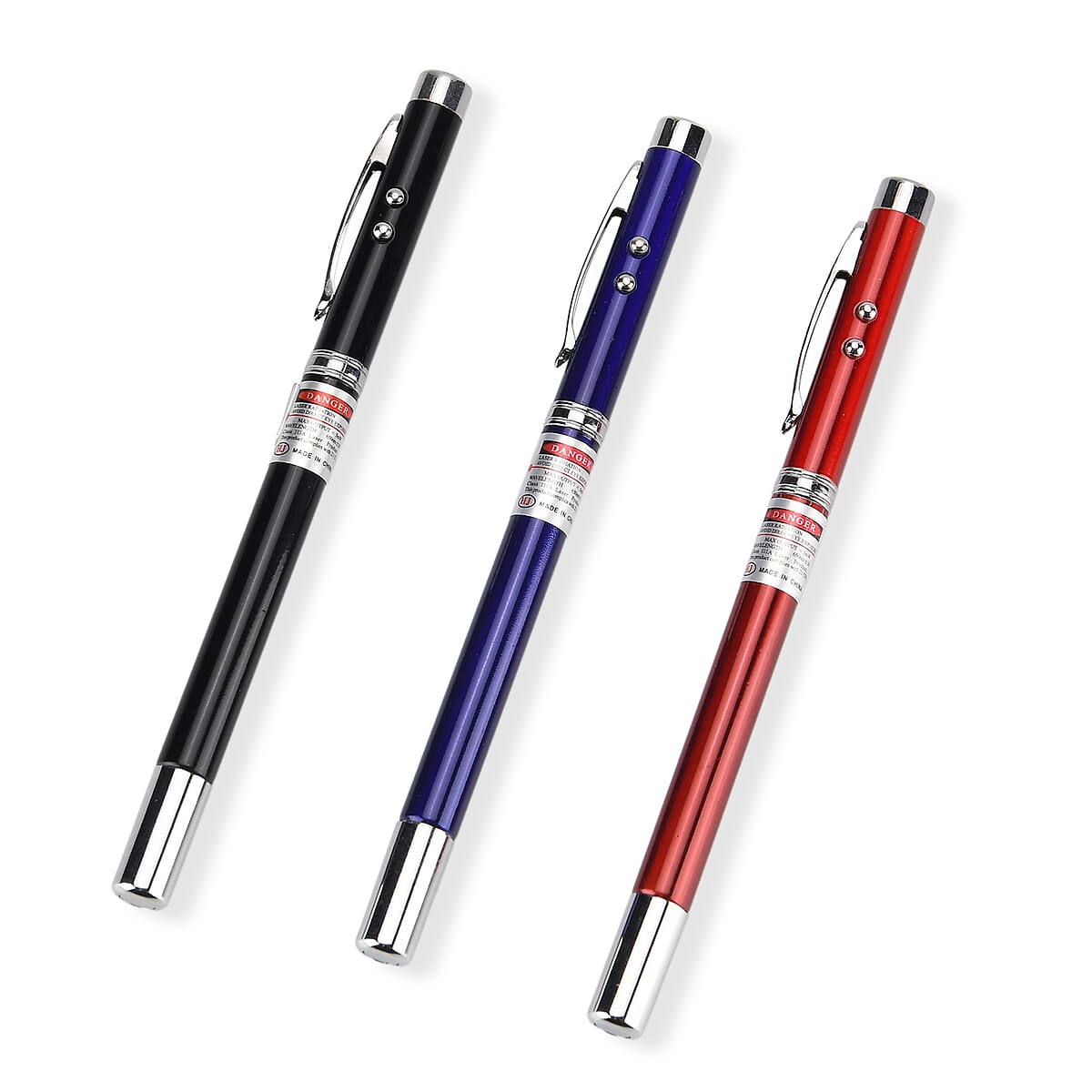 Black, Navy and Brown Set of 3 Teaching Whip Pen with Silver Body image number 0