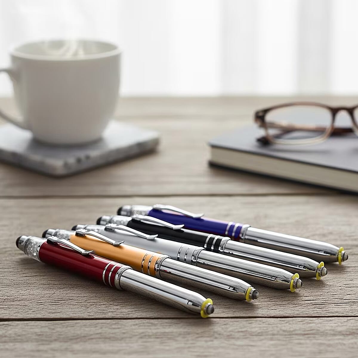 Set of 5pcs Crystal Lamp Pen - Multi Color image number 1