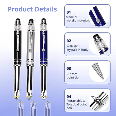 Set of 5pcs Crystal Lamp Pen - Multi Color