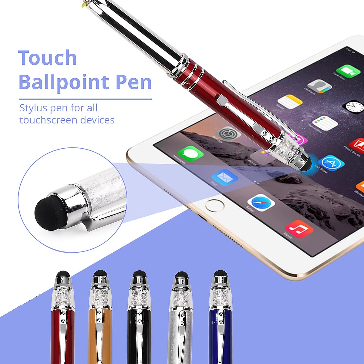 Set of 5pcs Crystal Lamp Pen - Multi Color image number 4