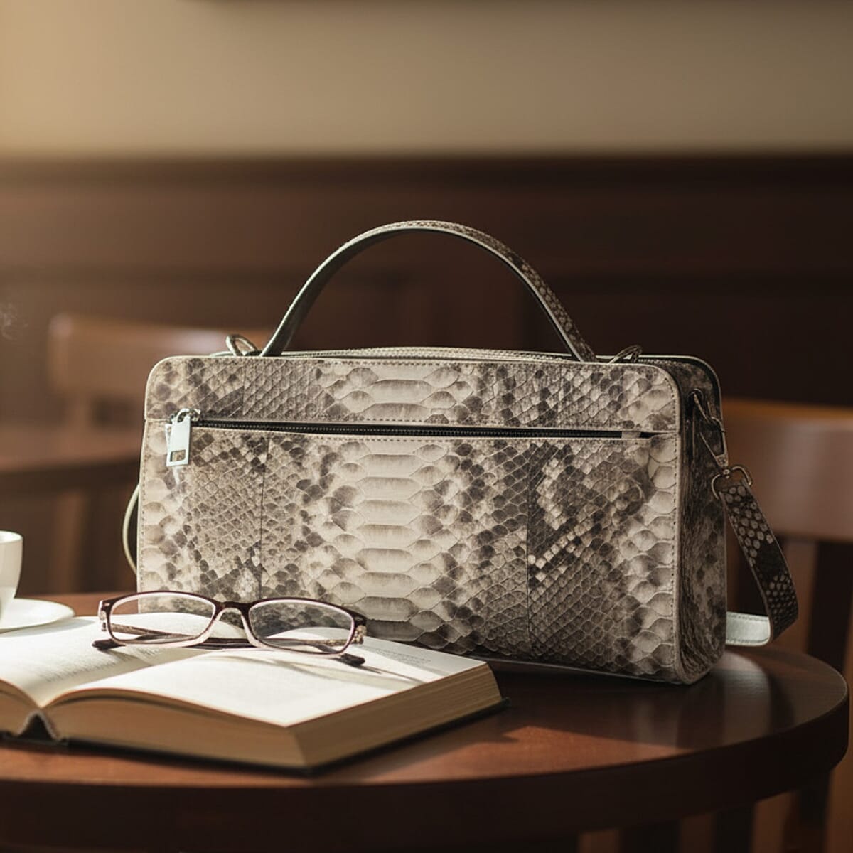 Doorbuster The Grand Pelle Handcrafted Natural Genuine Python Leather Bag with Shoulder Strap image number 1