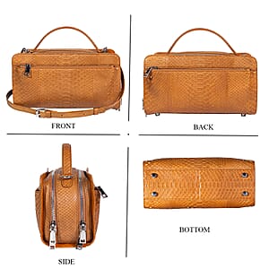  The Grand Pelle Handcrafted Camel Genuine Python Leather Bag with Shoulder Strap