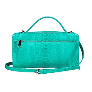  The Grand Pelle Handcrafted Green Genuine Python Leather Bag with Shoulder Strap