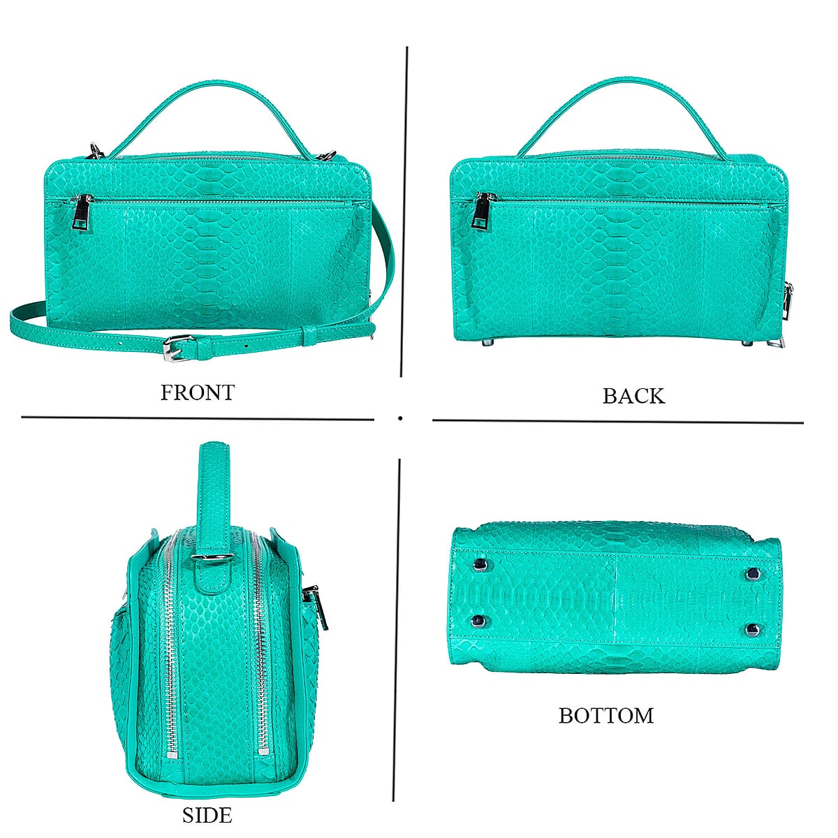  The Grand Pelle Handcrafted Green Genuine Python Leather Bag with Shoulder Strap image number 3