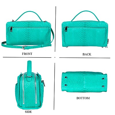 The Grand Pelle Handcrafted Green Genuine Python Leather Bag with Shoulder Strap