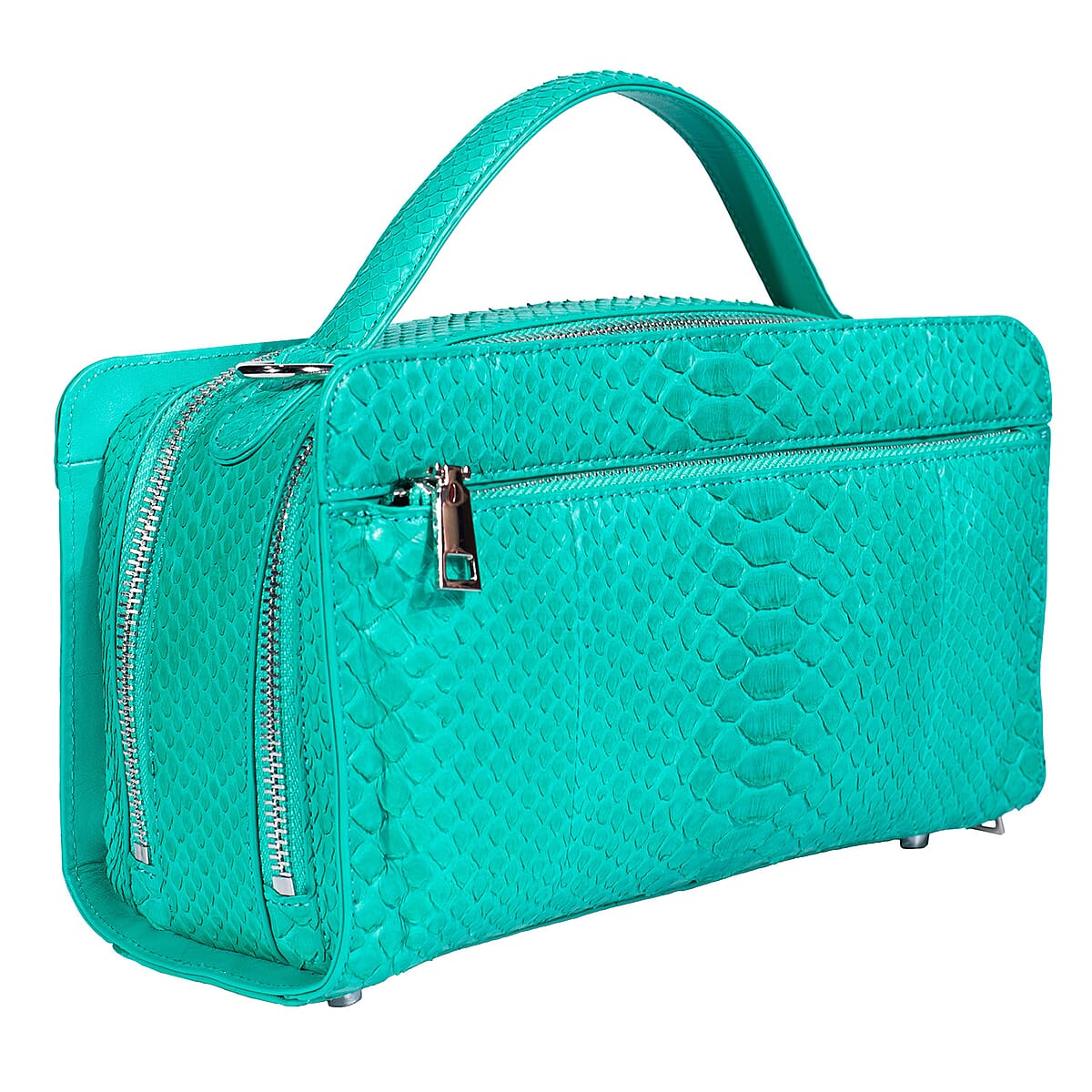  The Grand Pelle Handcrafted Green Genuine Python Leather Bag with Shoulder Strap image number 4