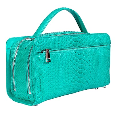The Grand Pelle Handcrafted Green Genuine Python Leather Bag with Shoulder Strap