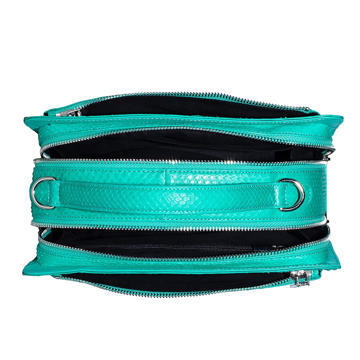  The Grand Pelle Handcrafted Green Genuine Python Leather Bag with Shoulder Strap image number 6