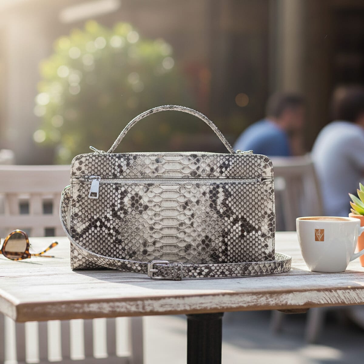 Doorbuster The Grand Pelle Handcrafted Natural Genuine Python Leather Clutch Bag with Shoulder Strap image number 1