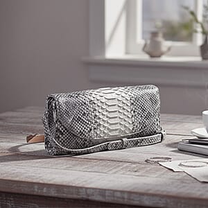 Doorbuster The Grand Pelle Handcrafted Natural Genuine Python Leather Clutch Bag with Shoulder Strap