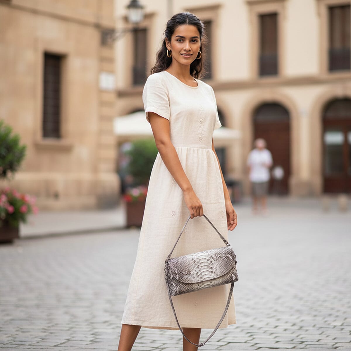 Doorbuster The Grand Pelle Handcrafted Natural Genuine Python Leather Clutch Bag with Shoulder Strap image number 2