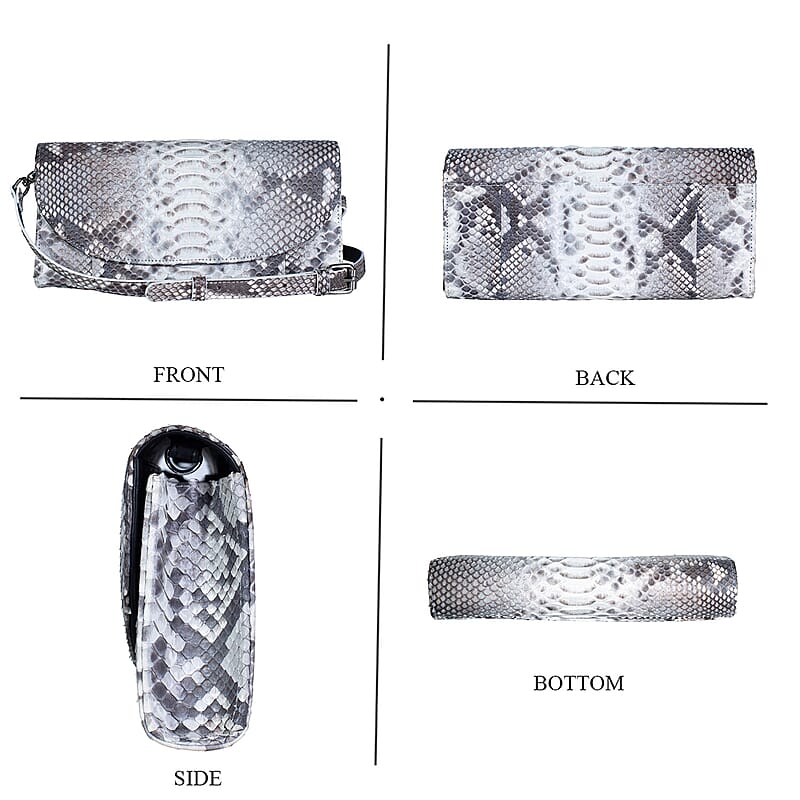 The Grand Pelle Handcrafted Natural Genuine Python Leather Crossbody Clutch Bag with Shoulder Strap