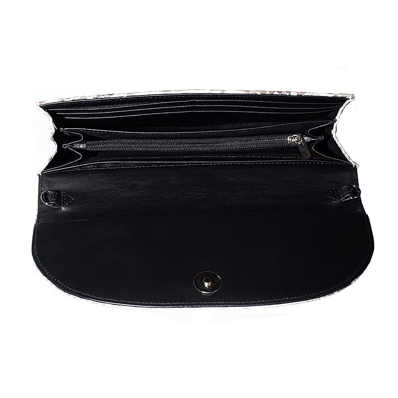 The Grand Pelle Handcrafted Natural Genuine Python Leather Crossbody Clutch Bag with Shoulder Strap