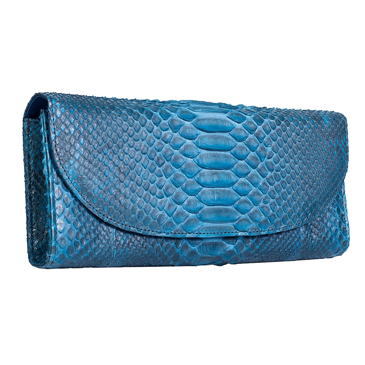 The Grand Pelle Handcrafted Blue Genuine Python Leather Crossbody Clutch Bag with Shoulder Strap image number 4