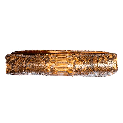 The Grand Pelle Handcrafted Camel Genuine Python Leather Crossbody Clutch Bag with Shoulder Strap