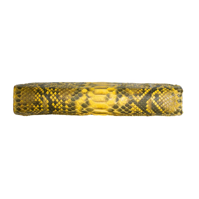 The Grand Pelle Handcrafted Gold Genuine Python Leather Crossbody Clutch Bag with Shoulder Strap