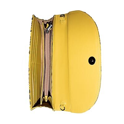 The Grand Pelle Handcrafted Gold Genuine Python Leather Crossbody Clutch Bag with Shoulder Strap