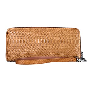 Grand Pelle Camel Genuine Python Leather Wallet