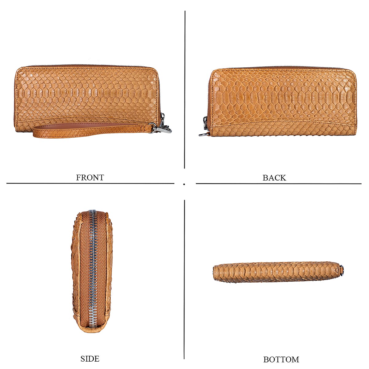 Grand Pelle Camel Genuine Python Leather Wallet image number 3