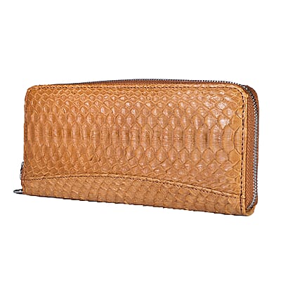 Grand Pelle Camel Genuine Python Leather Wallet