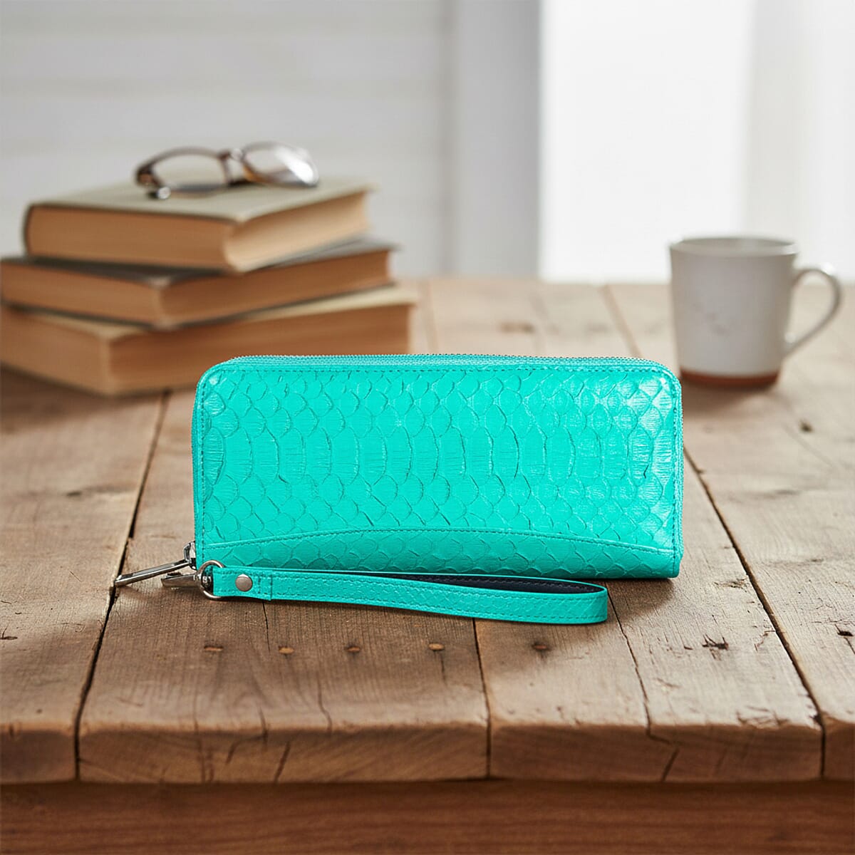 Grand Pelle Green Genuine Python Leather Wallet image number 1