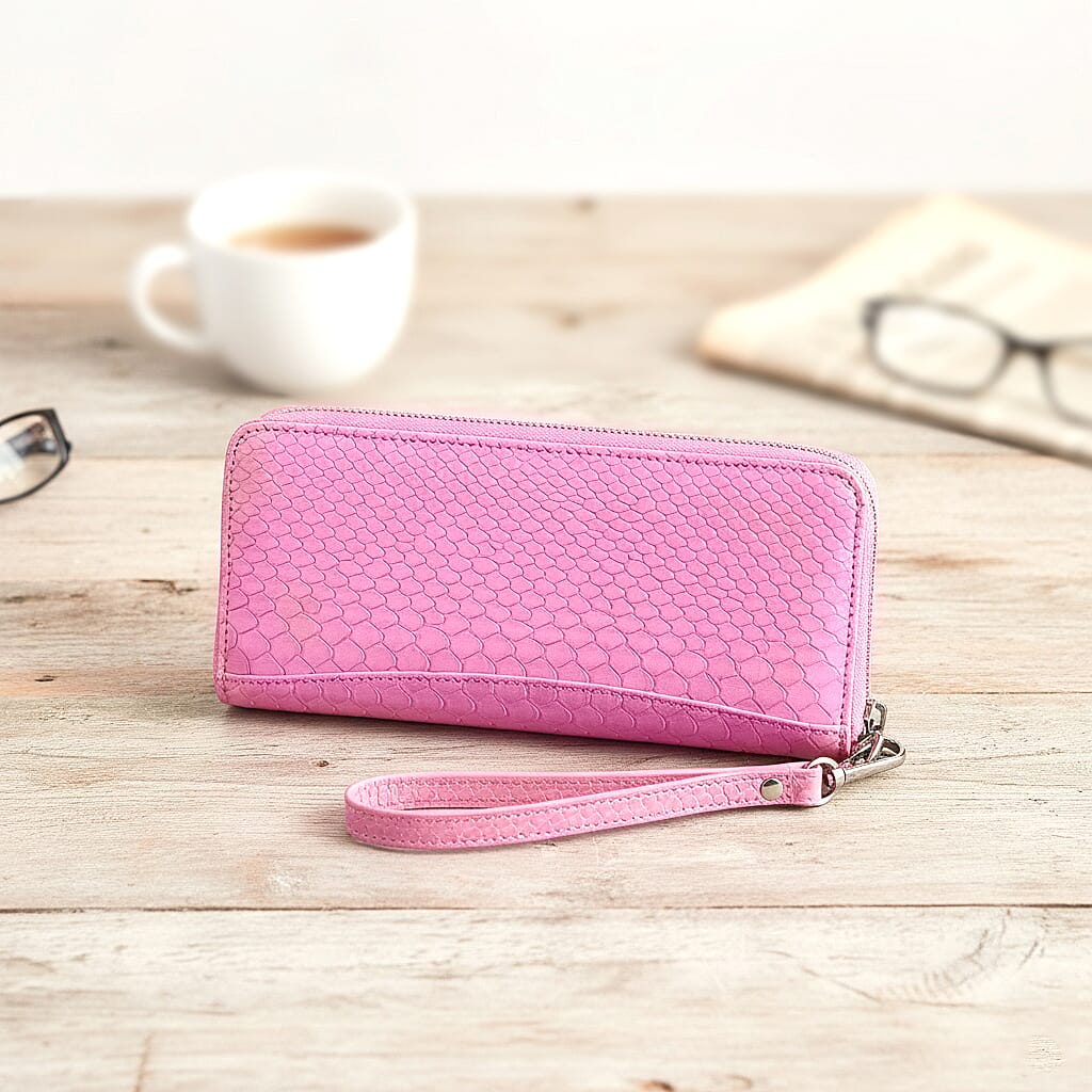 Grand Pelle Pink Genuine Python Leather Wallet