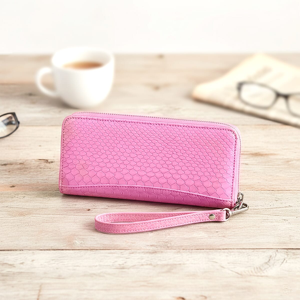 Grand Pelle Pink Genuine Python Leather Wallet image number 1