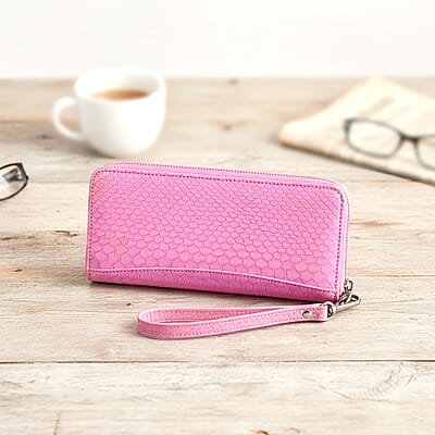Grand Pelle Pink Genuine Python Leather Wallet