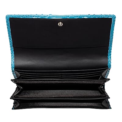The Grand Pelle Handcrafted Blue Genuine Leather Envelope Clutch Bag
