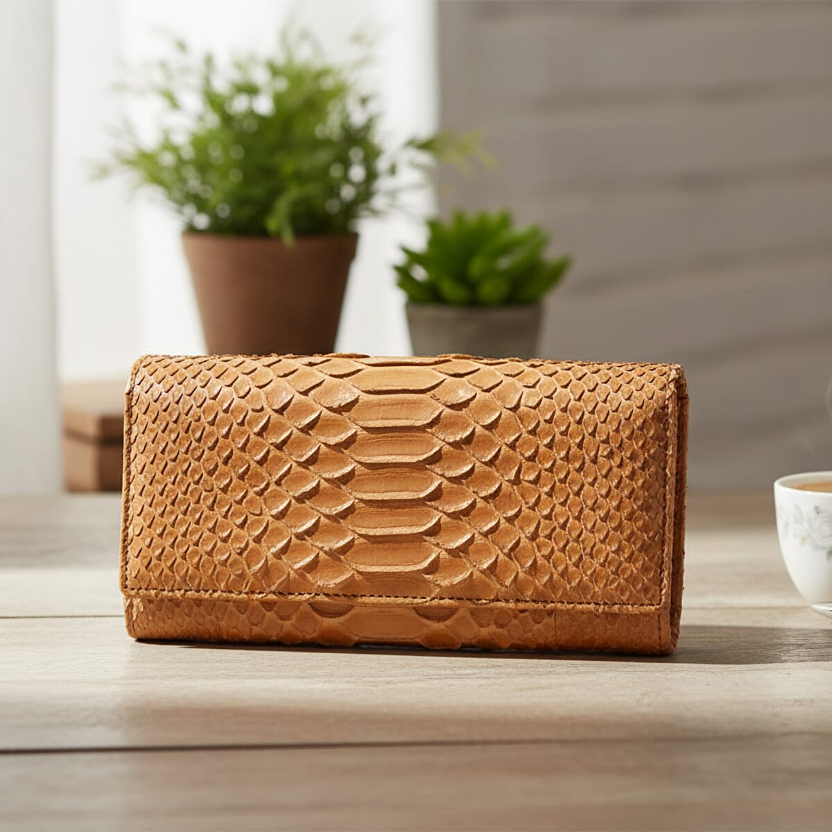 The Grand Pelle Handcrafted Camel Genuine Leather Envelope Clutch Bag image number 1