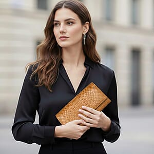 The Grand Pelle Handcrafted Camel Genuine Leather Envelope Clutch Bag