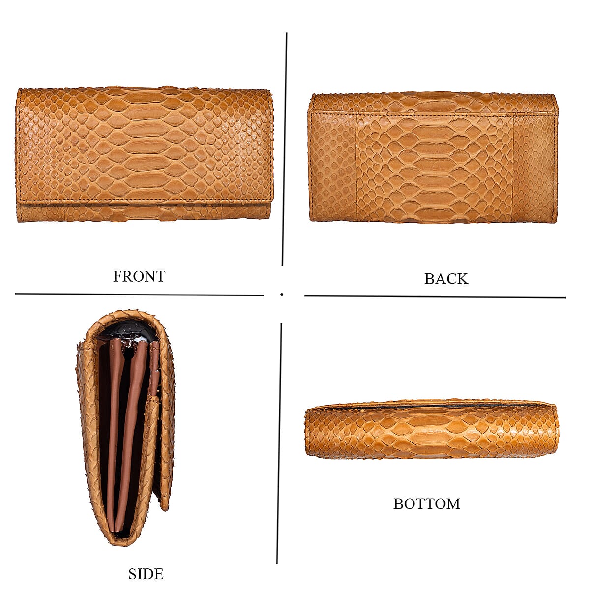 The Grand Pelle Handcrafted Camel Genuine Leather Envelope Clutch Bag image number 3