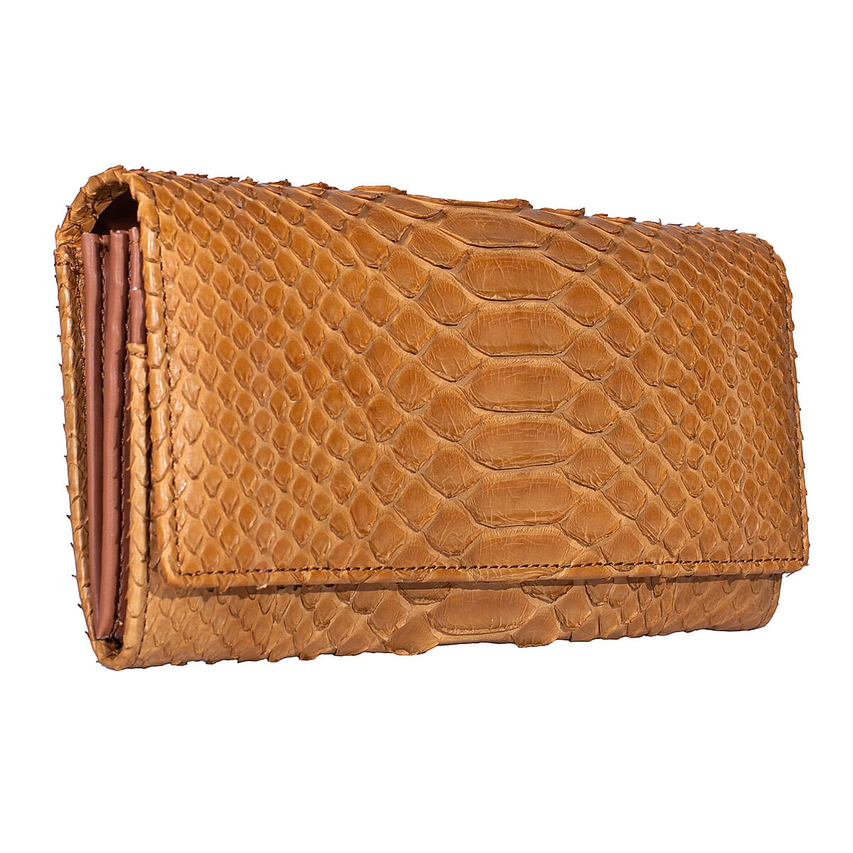 The Grand Pelle Handcrafted Camel Genuine Leather Envelope Clutch Bag image number 4