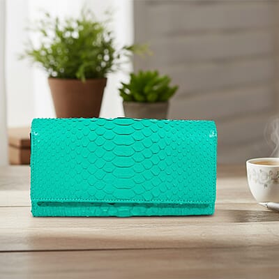 The Grand Pelle Handcrafted Green Genuine Leather Envelope Clutch Bag