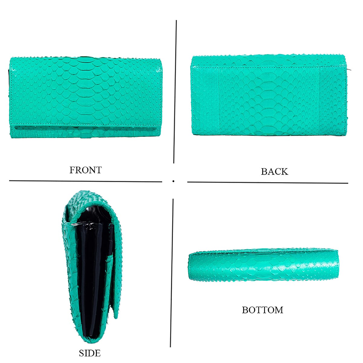 The Grand Pelle Handcrafted Green Genuine Leather Envelope Clutch Bag image number 3